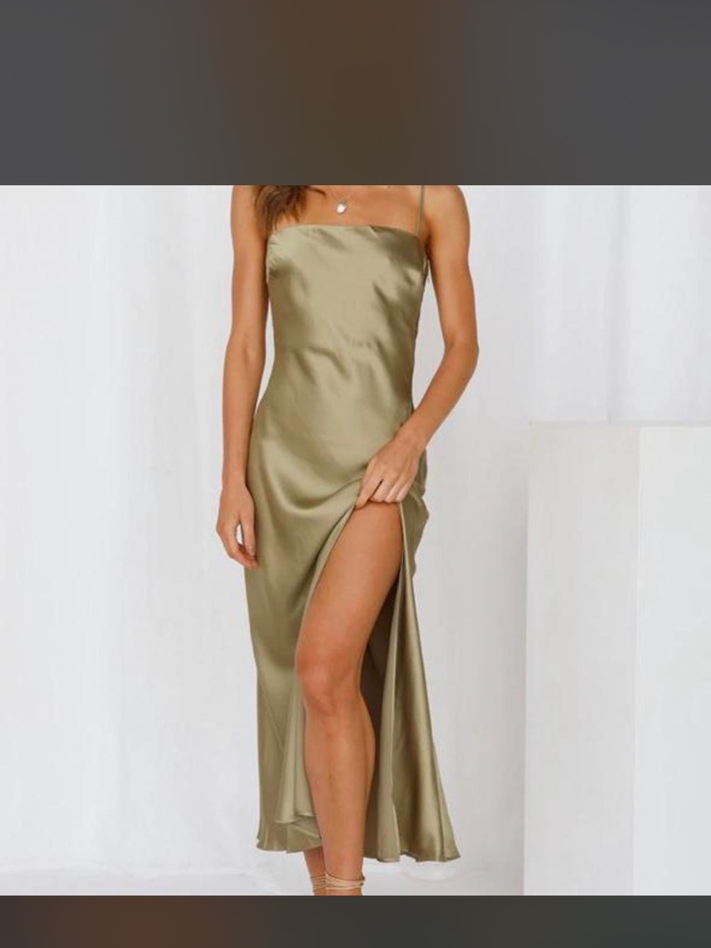 NWT Hello Molly NIGHTLIFE LOVE MIDI DRESS KHAKI Size S/4